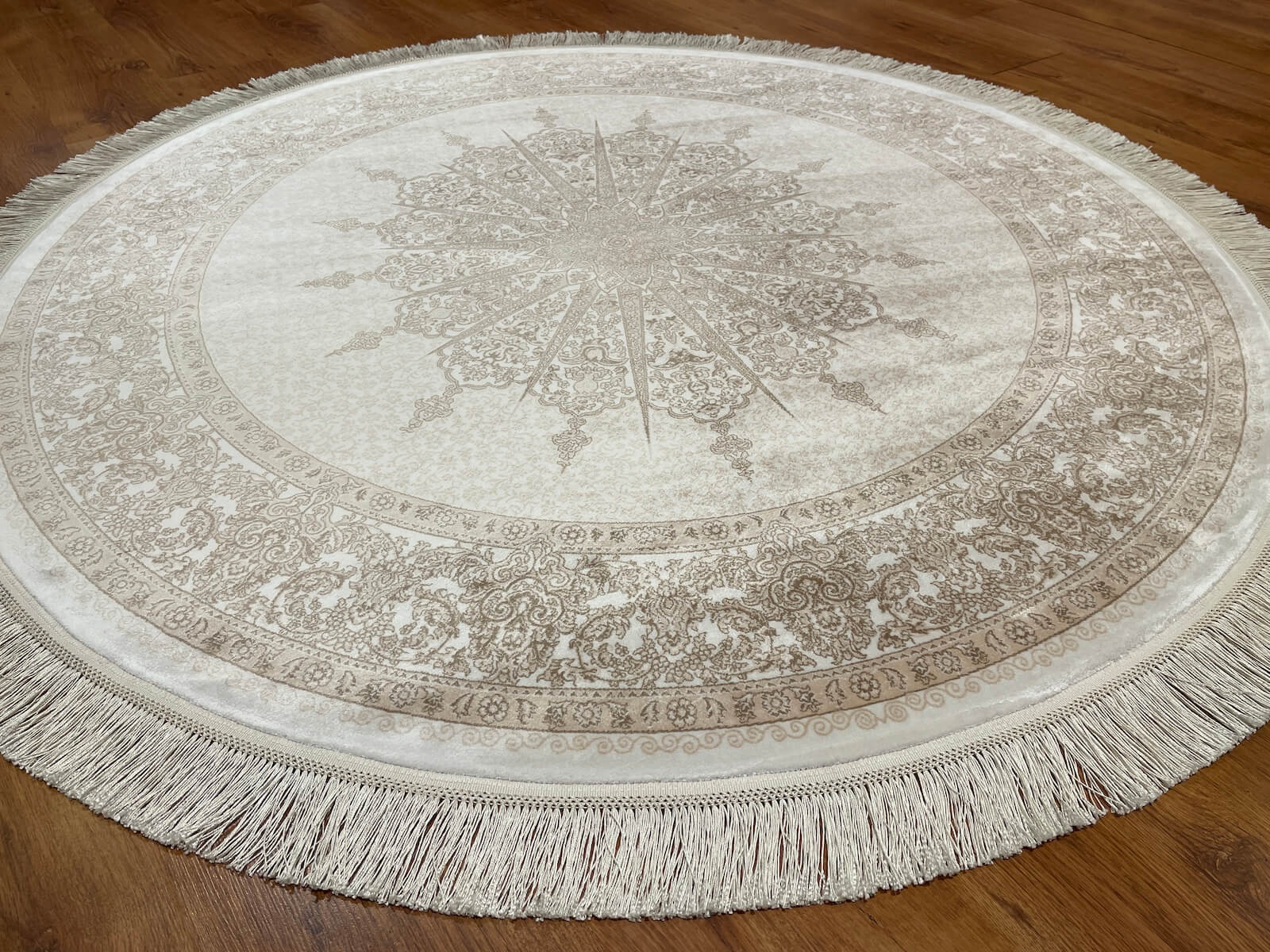Quality Carpet Bamboo Rug Round – 7544B by Camel Carpet