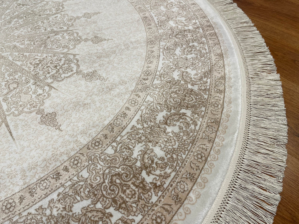 Quality Carpet Bamboo Rug Round – 7544B by Camel Carpet