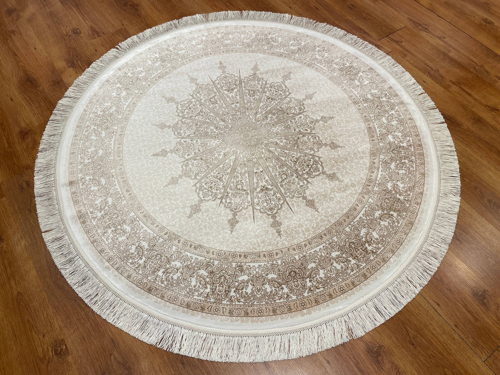 Quality Carpet Bamboo Rug Round – 7544B by Camel Carpet