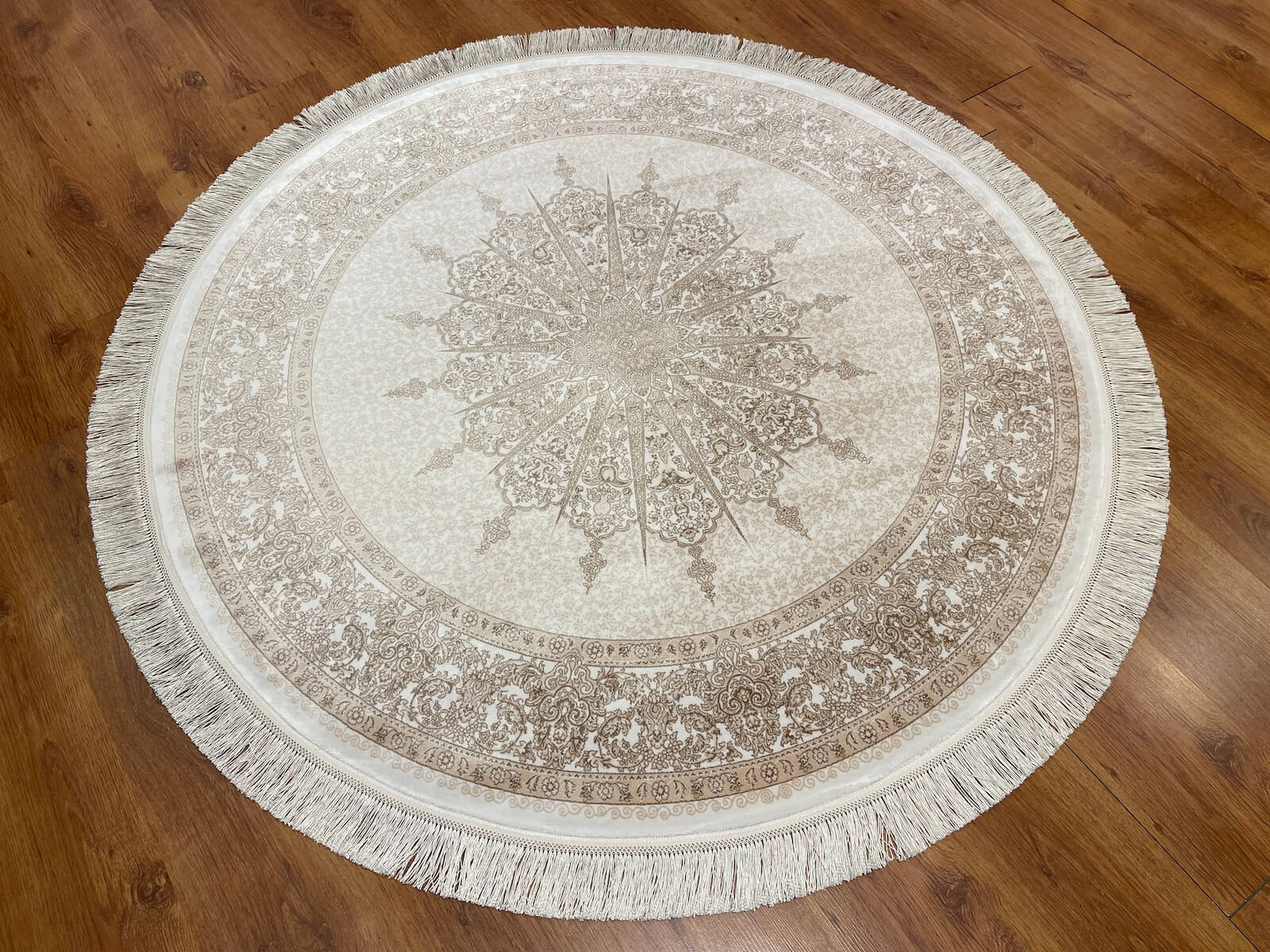 Quality Carpet Bamboo Rug Round – 7544B by Camel Carpet