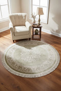 Quality Carpet Bamboo Rug Round – 7544B by Camel Carpet