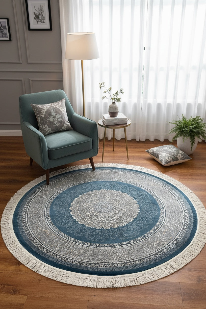 Quality Carpet Bamboo Rug Round – 8273A by Camel Carpet