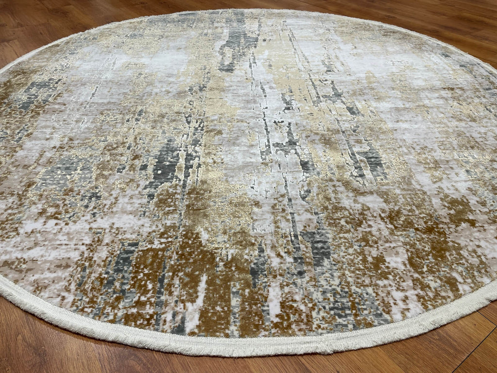 Quality Carpet Bamboo Rug Round – 0835C by Camel Carpet