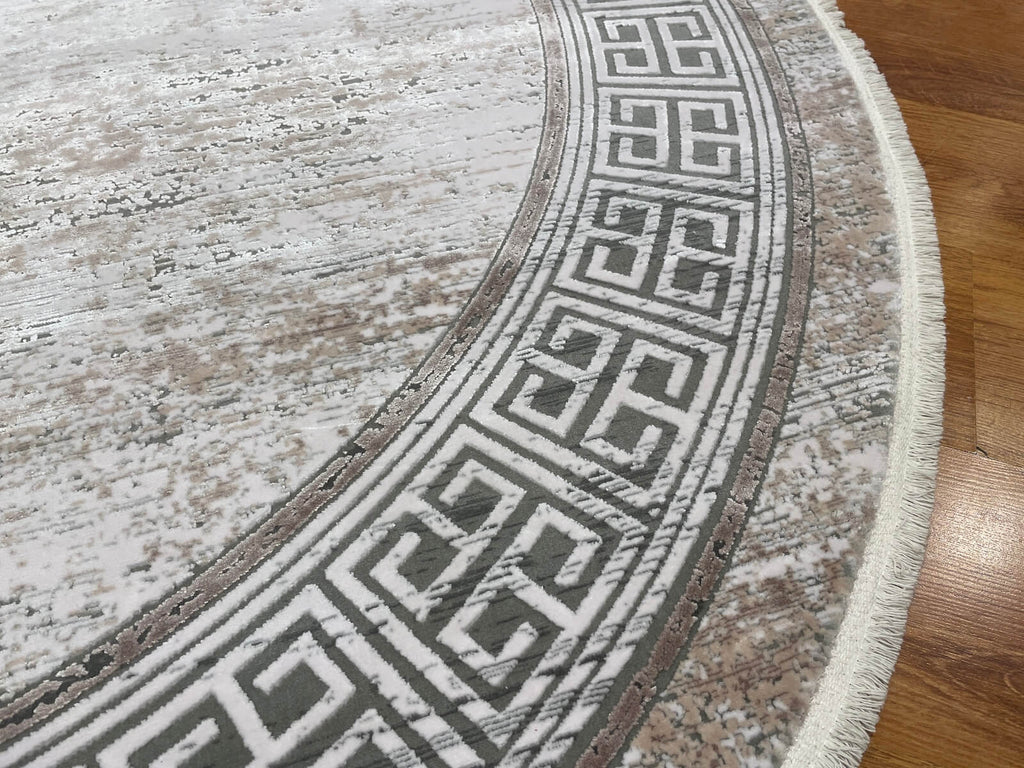 Quality Carpet Bamboo Rug Round – 0837C by Camel Carpet