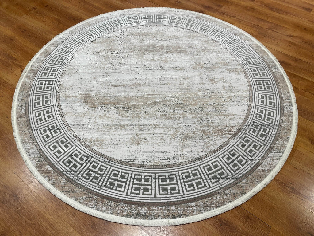 Quality Carpet Bamboo Rug Round – 0837C by Camel Carpet