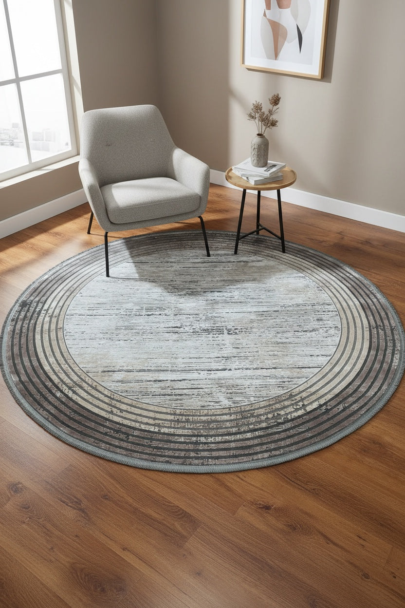 Quality Carpet Bamboo Rug Round – 0839C by Camel Carpet