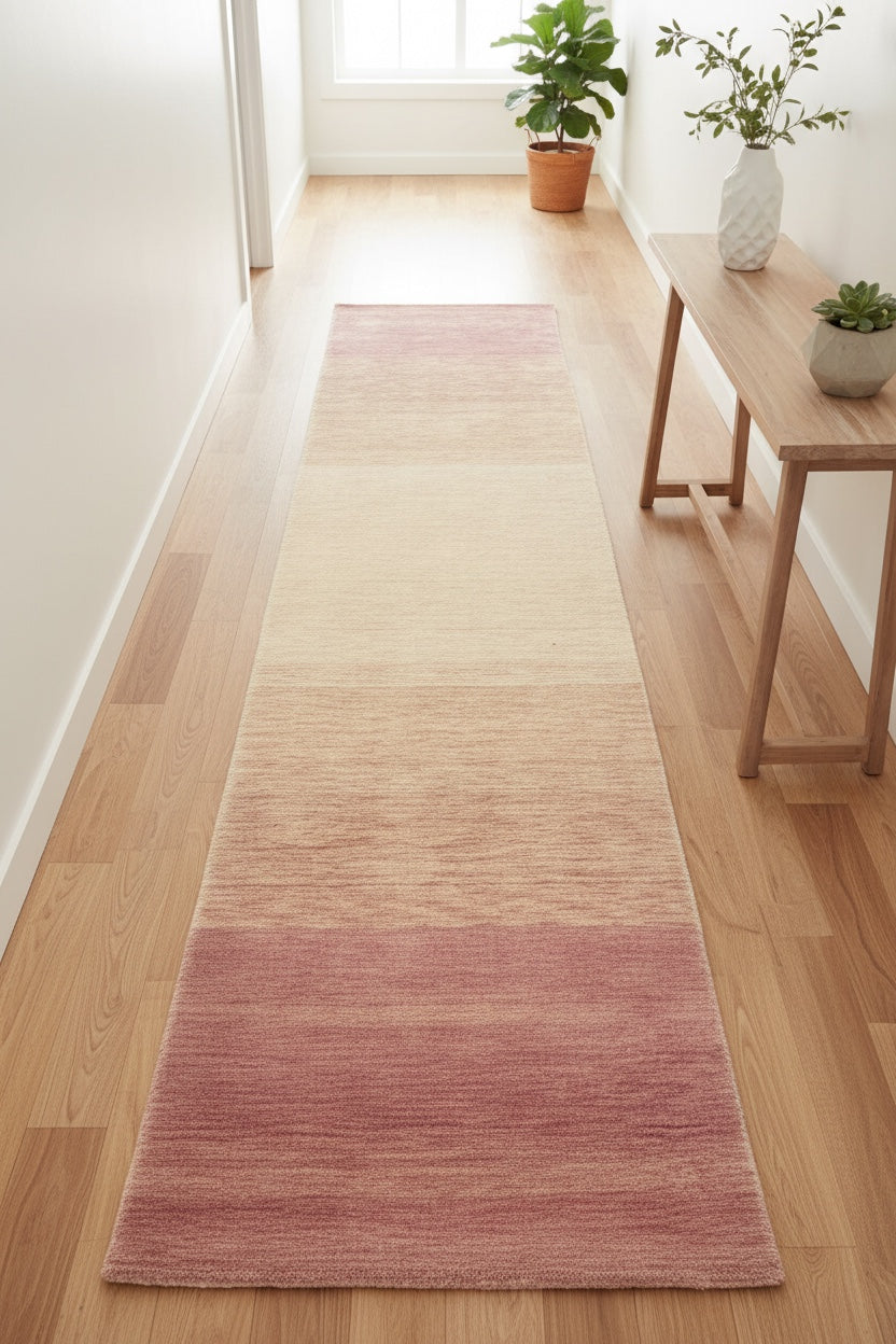 Lori Handwoven Cream Pudra Wool Runner Rug – 80X299 by Camel Carpet