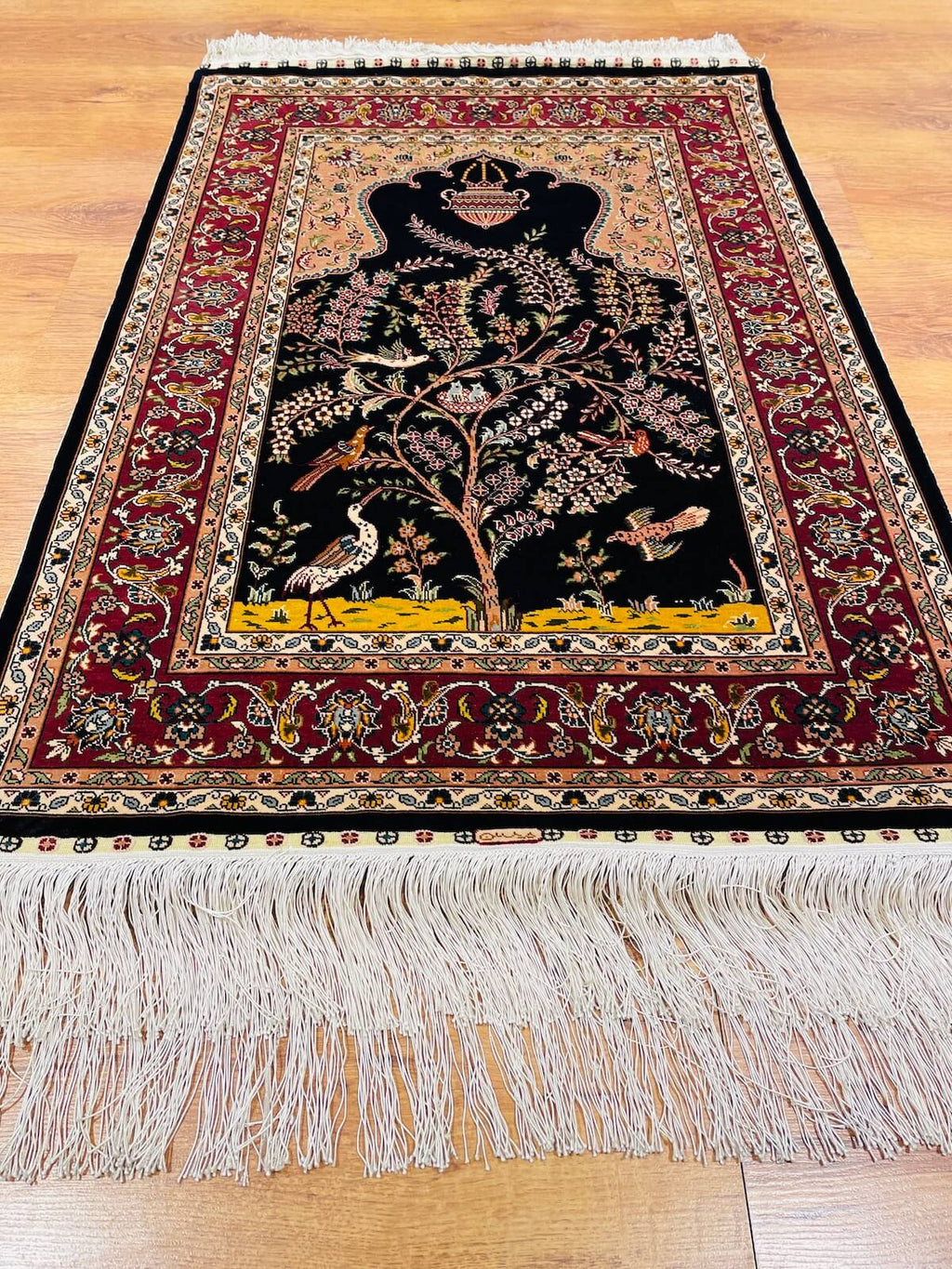 Pure Silk Mihrapli Handwoven Rug – 043668 by Camel Carpet