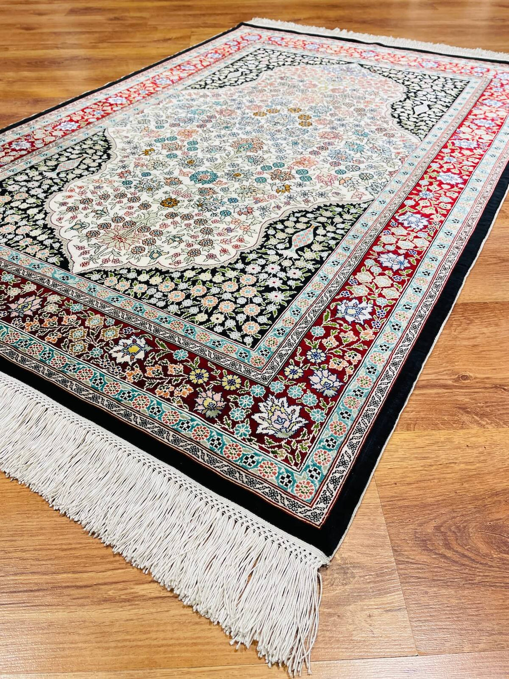 Pure Silk Medallion Handwoven Rug – 078896 by Camel Carpet