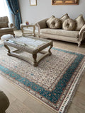 Pure Silk Scattered Floral Handwoven Rug by Camel Carpet