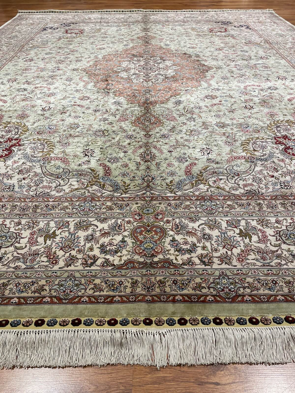 Pure Silk Medallion Handwoven Rug – 077764 by Camel Carpet
