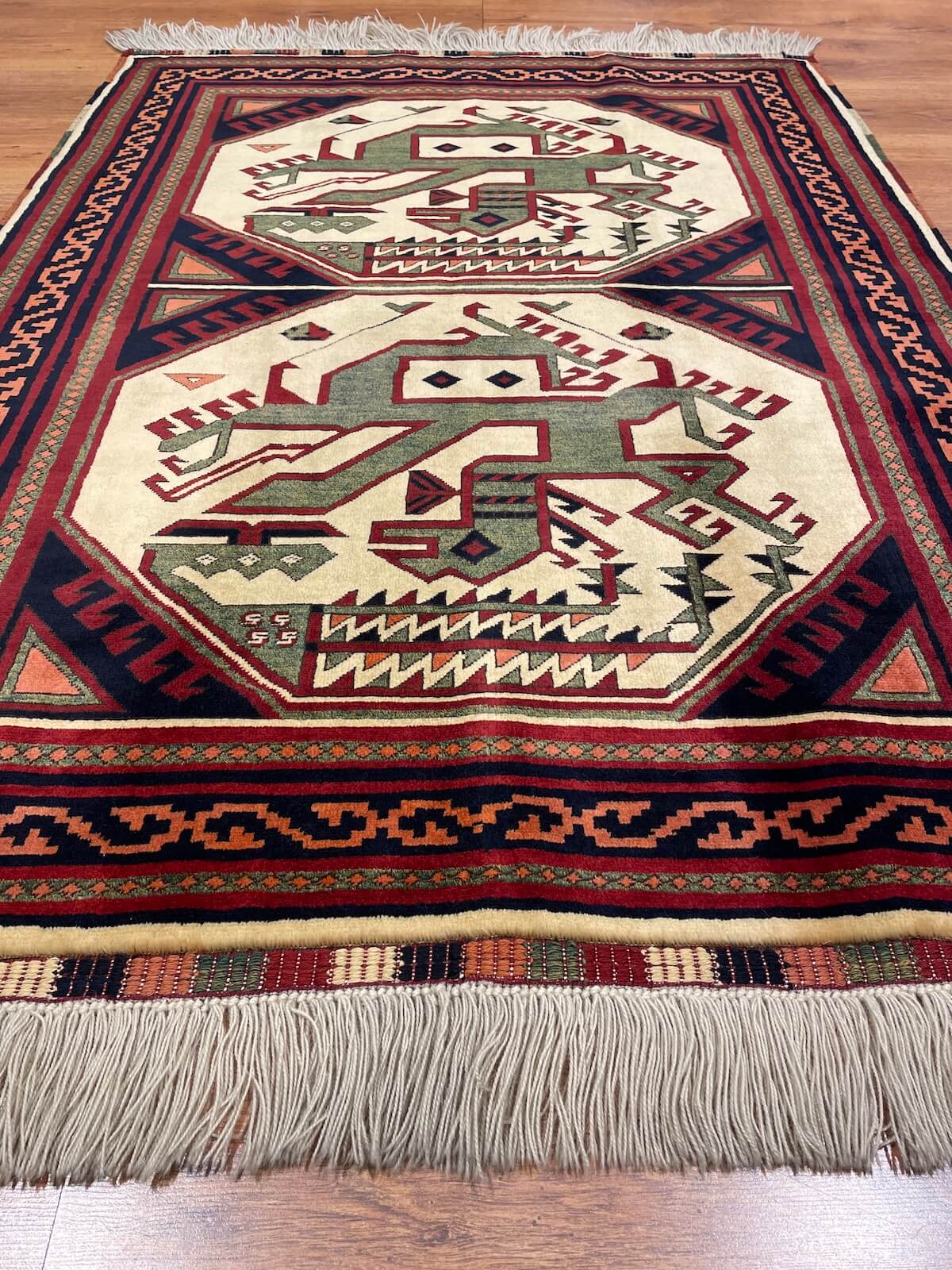 Sahra Dragon Usak Handwoven Rug – 108X142 by Camel Carpet
