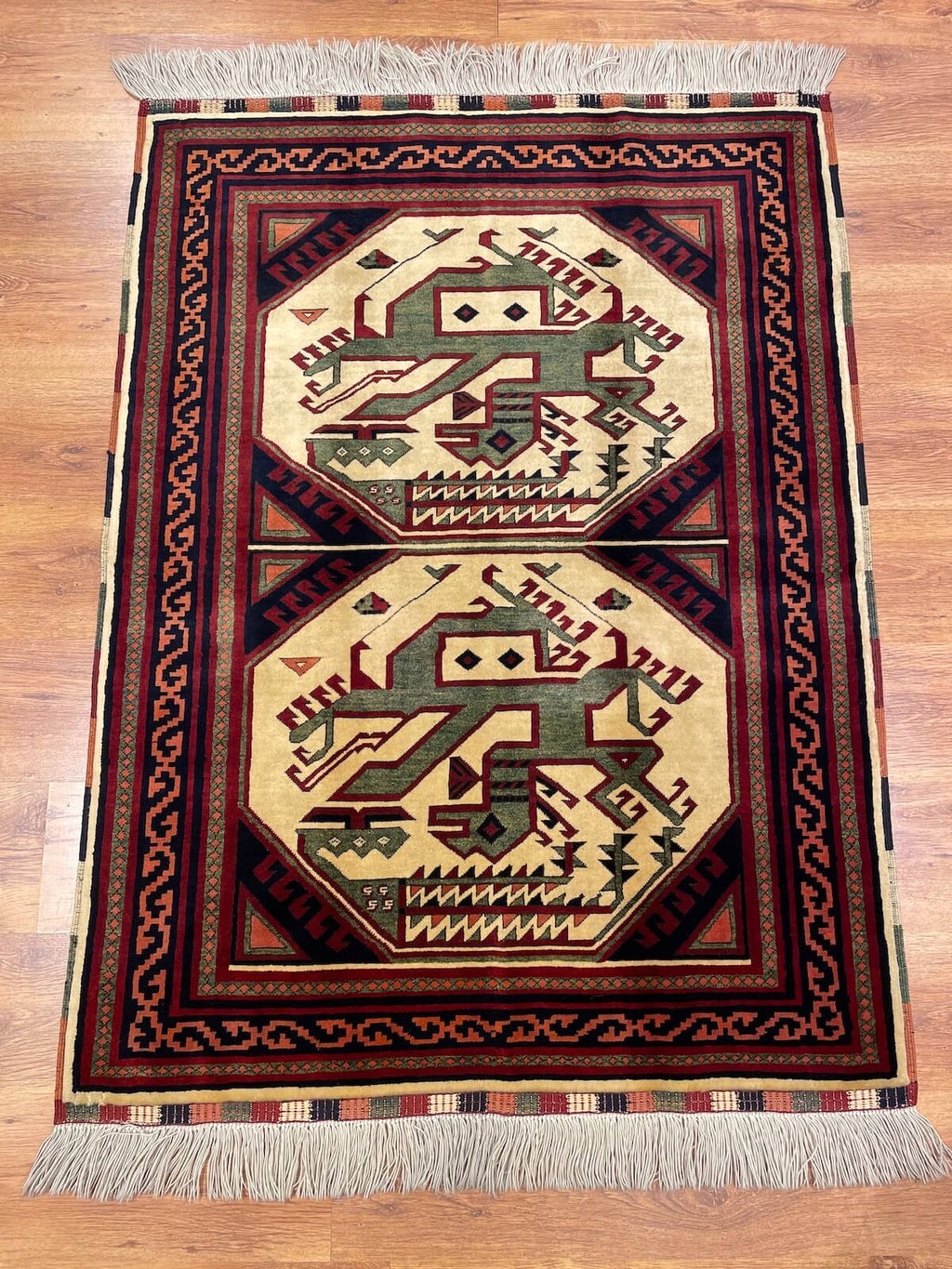 Sahra Dragon Usak Handwoven Rug – 108X142 by Camel Carpet