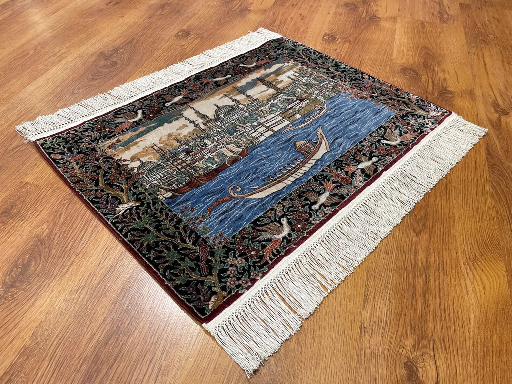 Shawl Patterntanat Kayigi Patterned Tablo Bamboo Rug by Camel Carpet