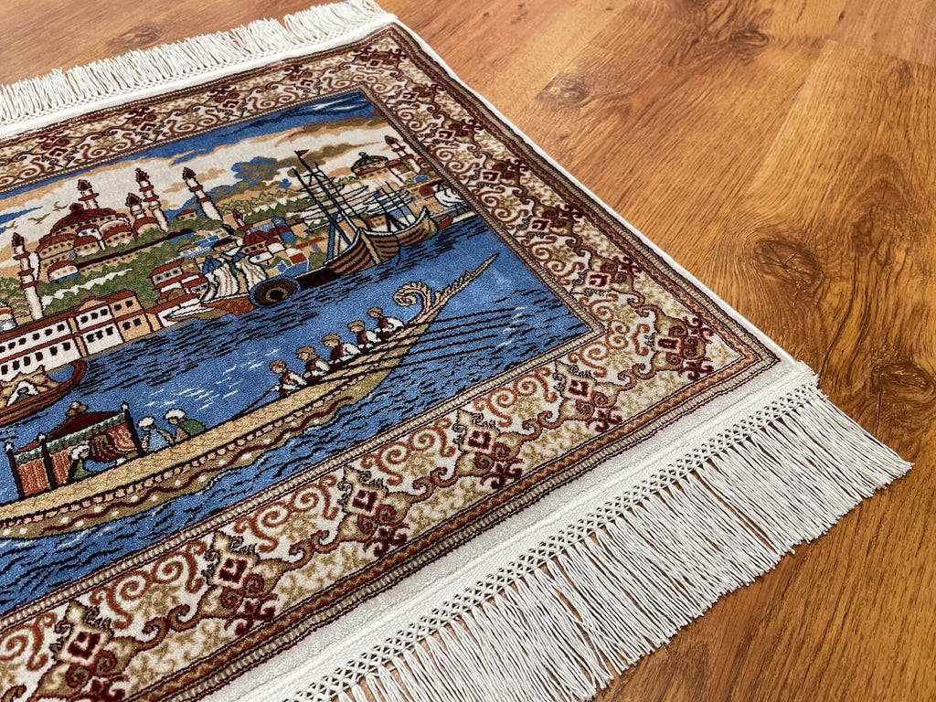 Shawl Patterntanat Kayigi Patterned Tablo Bamboo Rug by Camel Carpet