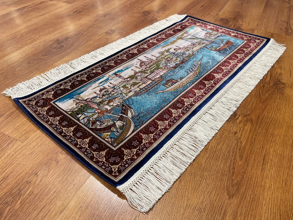 Shawl Patterntanat Kayigi Patterned Tablo Bamboo Rug by Camel Carpet
