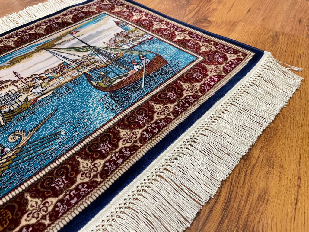 Shawl Patterntanat Kayigi Patterned Tablo Bamboo Rug by Camel Carpet