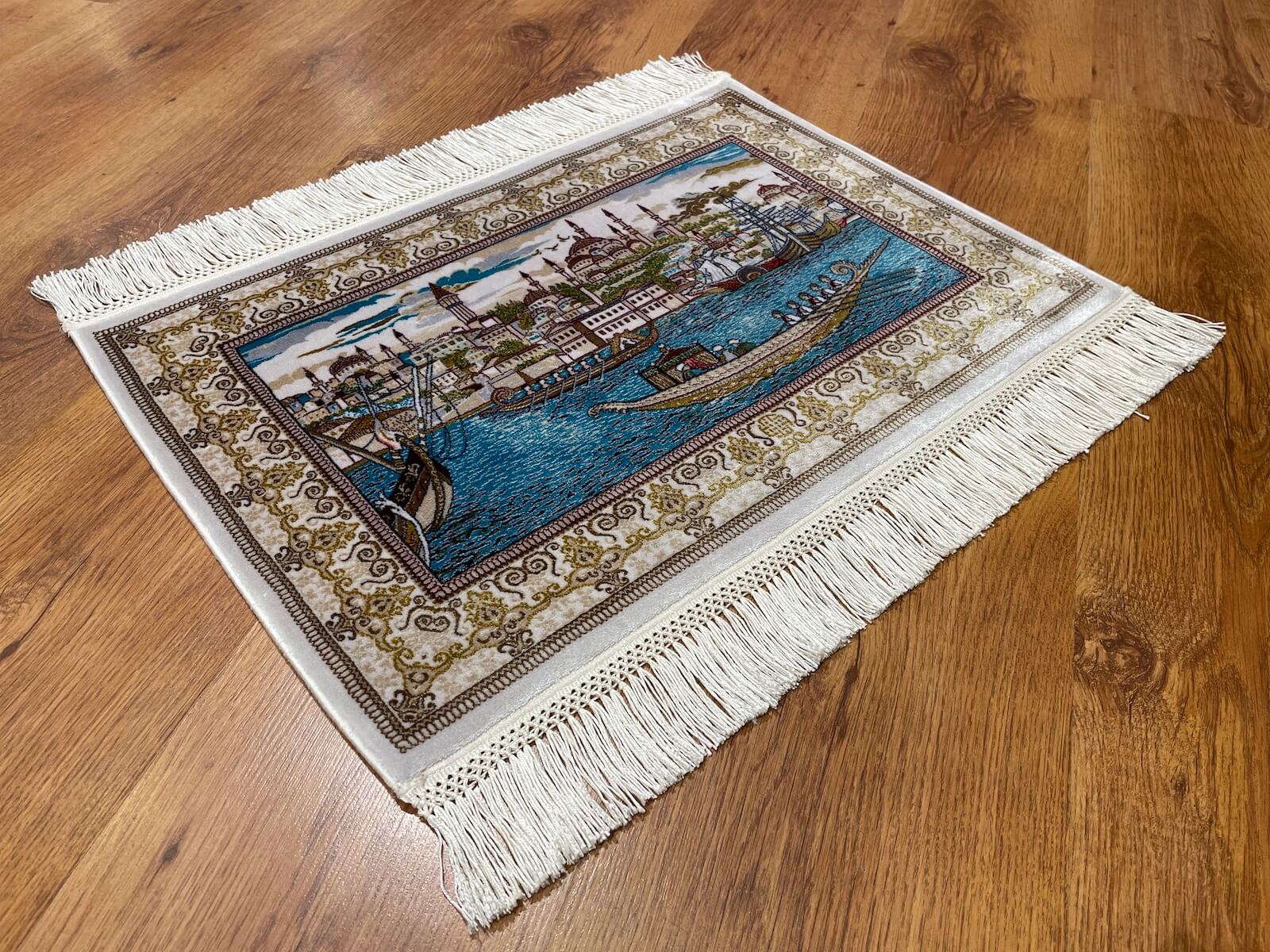 Shawl Patterntanat Kayigi Patterned Tablo Bamboo Rug by Camel Carpet
