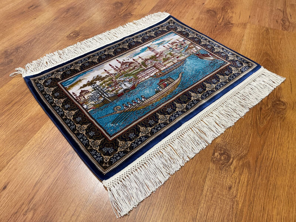 Shawl Patterntanat Kayigi Patterned Tablo Bamboo Rug by Camel Carpet