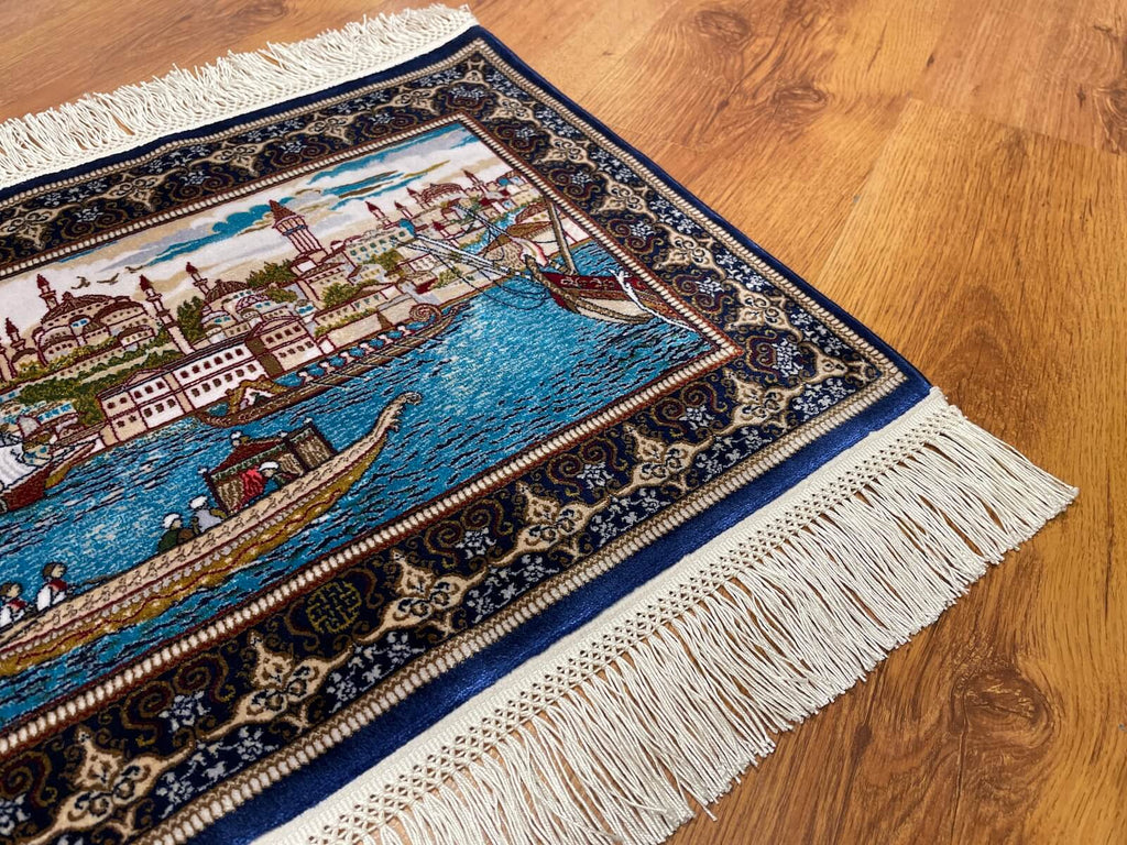 Shawl Patterntanat Kayigi Patterned Tablo Bamboo Rug by Camel Carpet