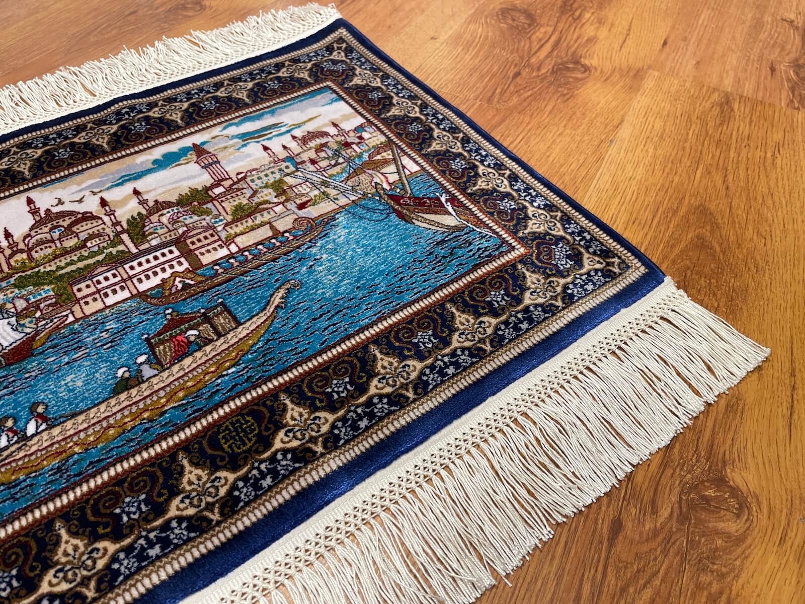Shawl Patterntanat Kayigi Patterned Tablo Bamboo Rug by Camel Carpet