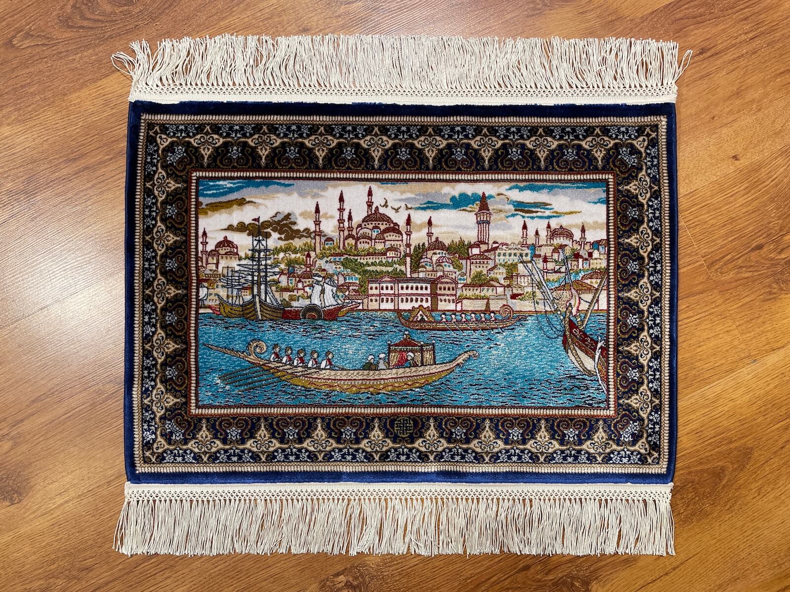 Shawl Patterntanat Kayigi Patterned Tablo Bamboo Rug by Camel Carpet