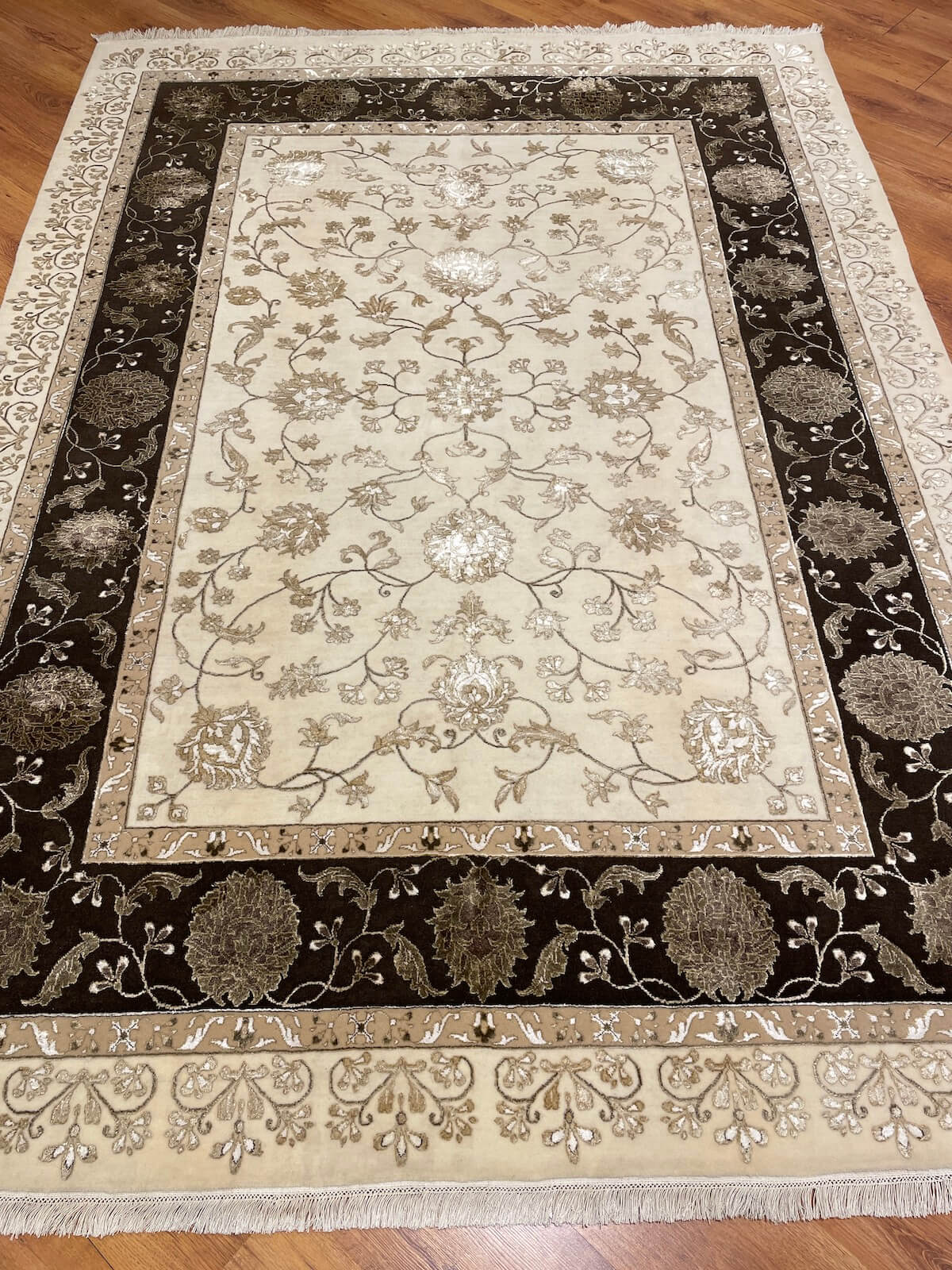 Siraze Silk-Blend Usak Handwoven Rug – 195X268 by Camel Carpet
