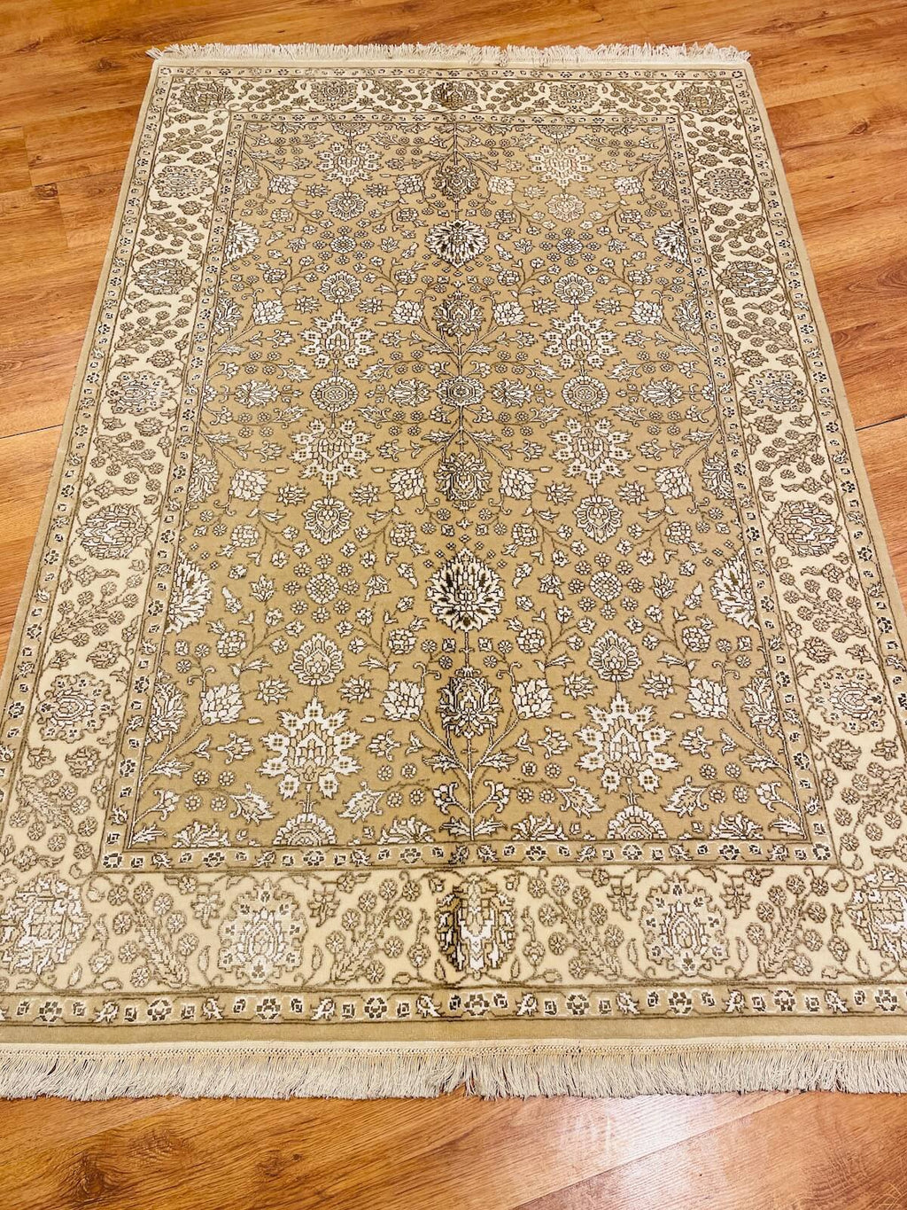 Siraze Silk-Blend Usak Handwoven Rug – 057205 by Camel Carpet
