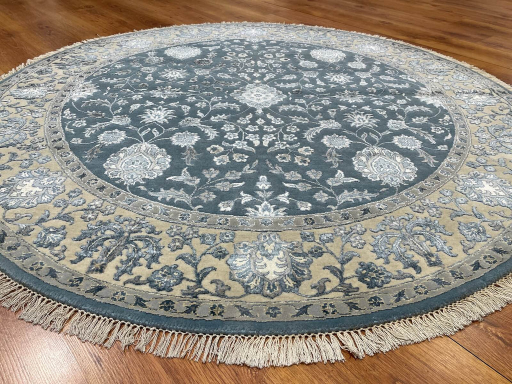 Siraze Silk-Blend Usak Handwoven Round Rug – 154X154 by Camel Carpet