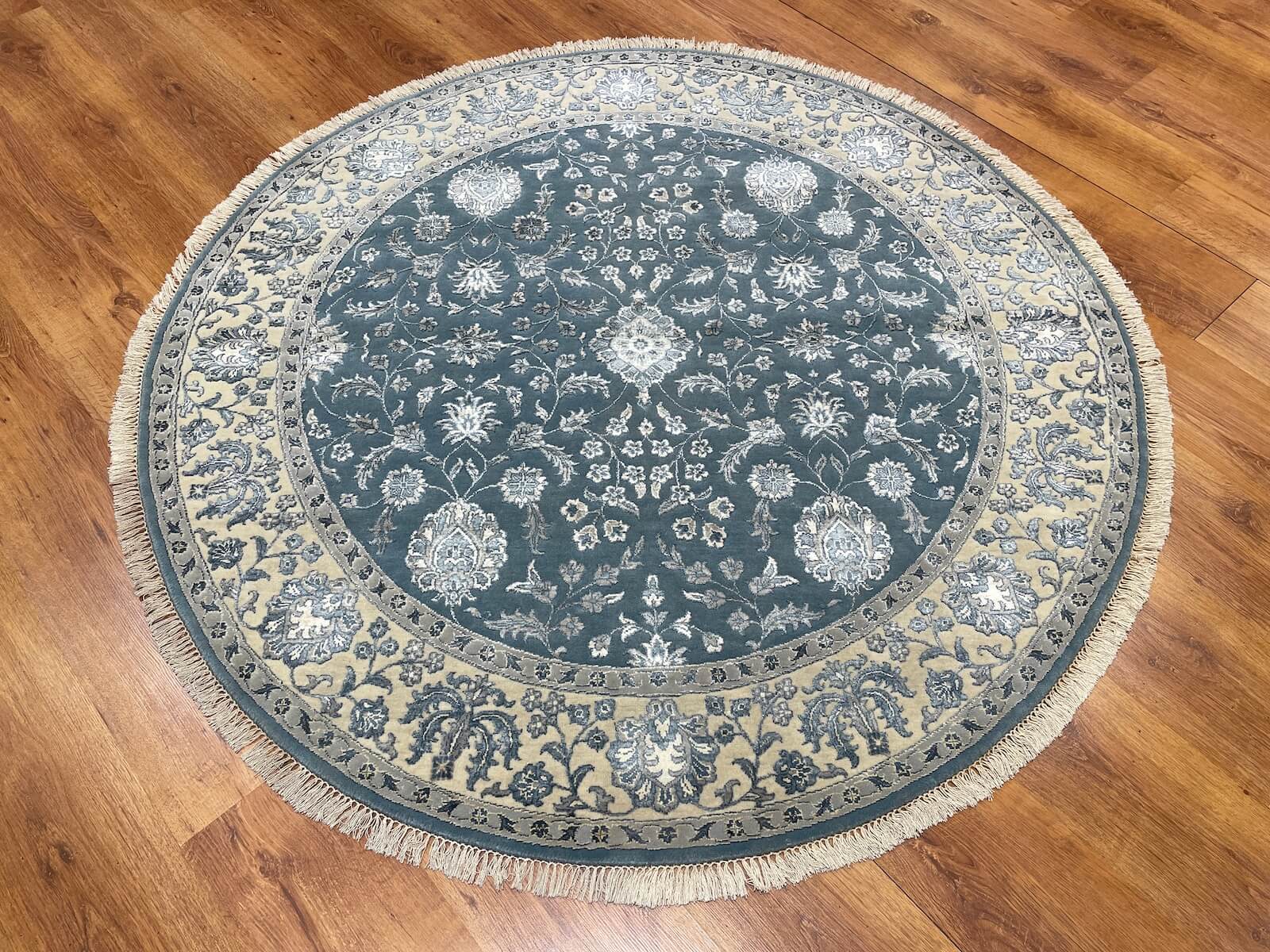 Siraze Silk-Blend Usak Handwoven Round Rug – 154X154 by Camel Carpet