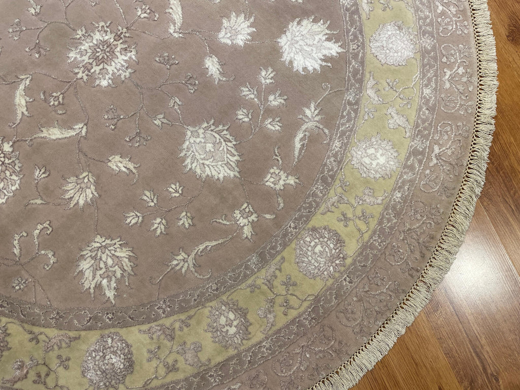 Siraze Silk-Blend Usak Handwoven Round Rug – 062305 by Camel Carpet