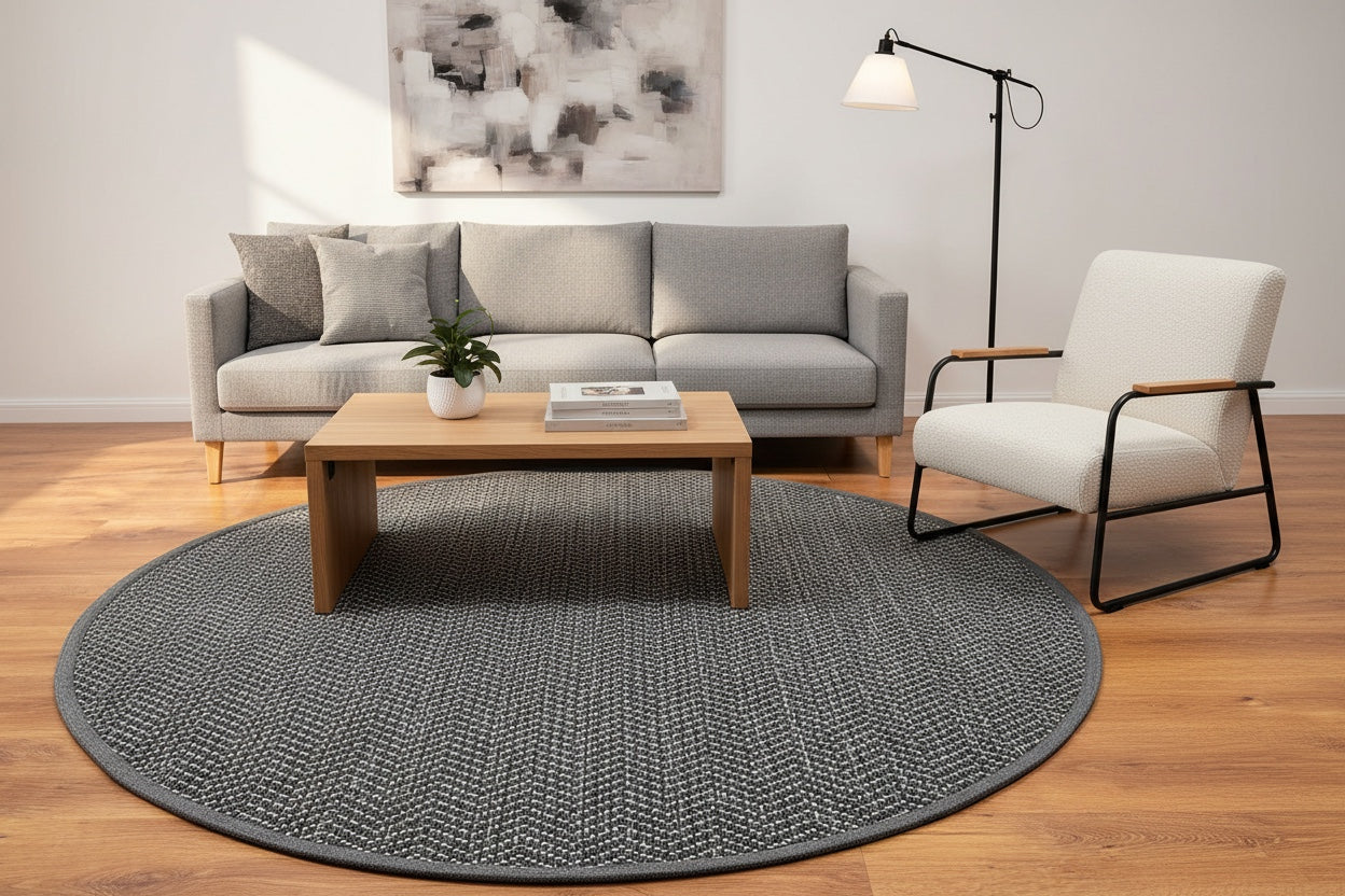 SiShawl Pattern Rug Round Antrasit 991 by Camel Carpet