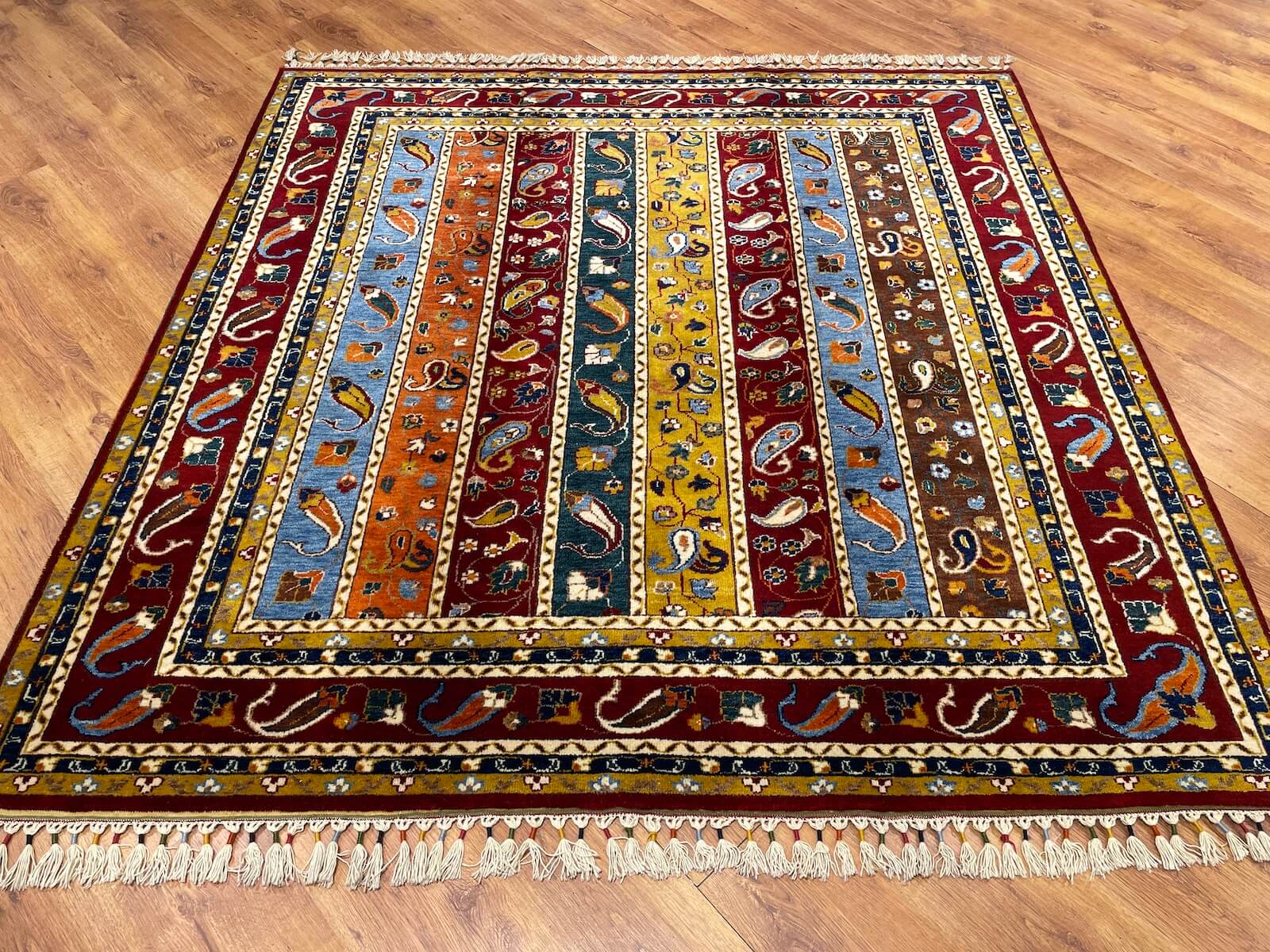 Sivas Shawl Pattern Kare Handwoven Rug – 060792 by Camel Carpet