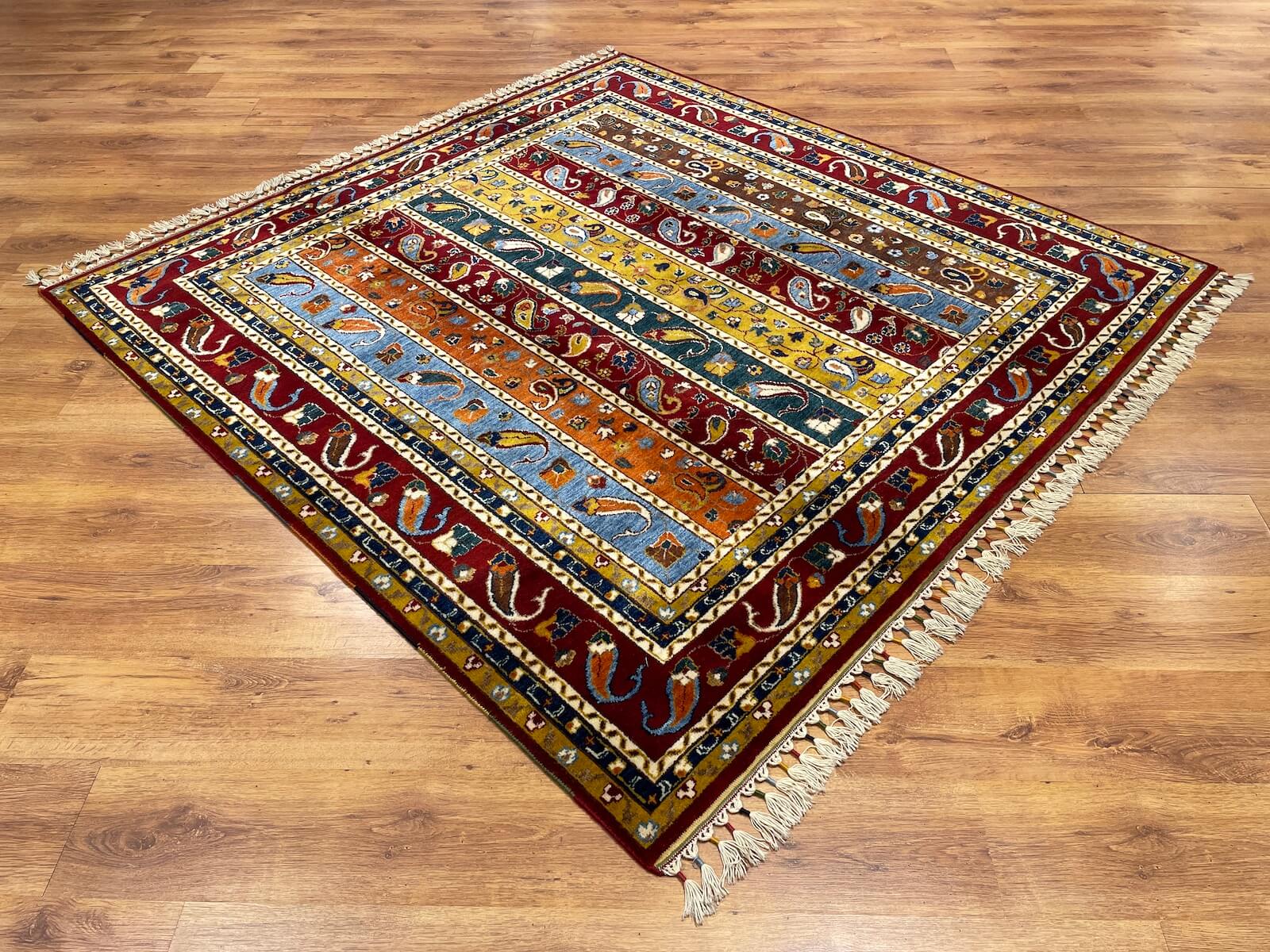 Sivas Shawl Pattern Kare Handwoven Rug – 060792 by Camel Carpet
