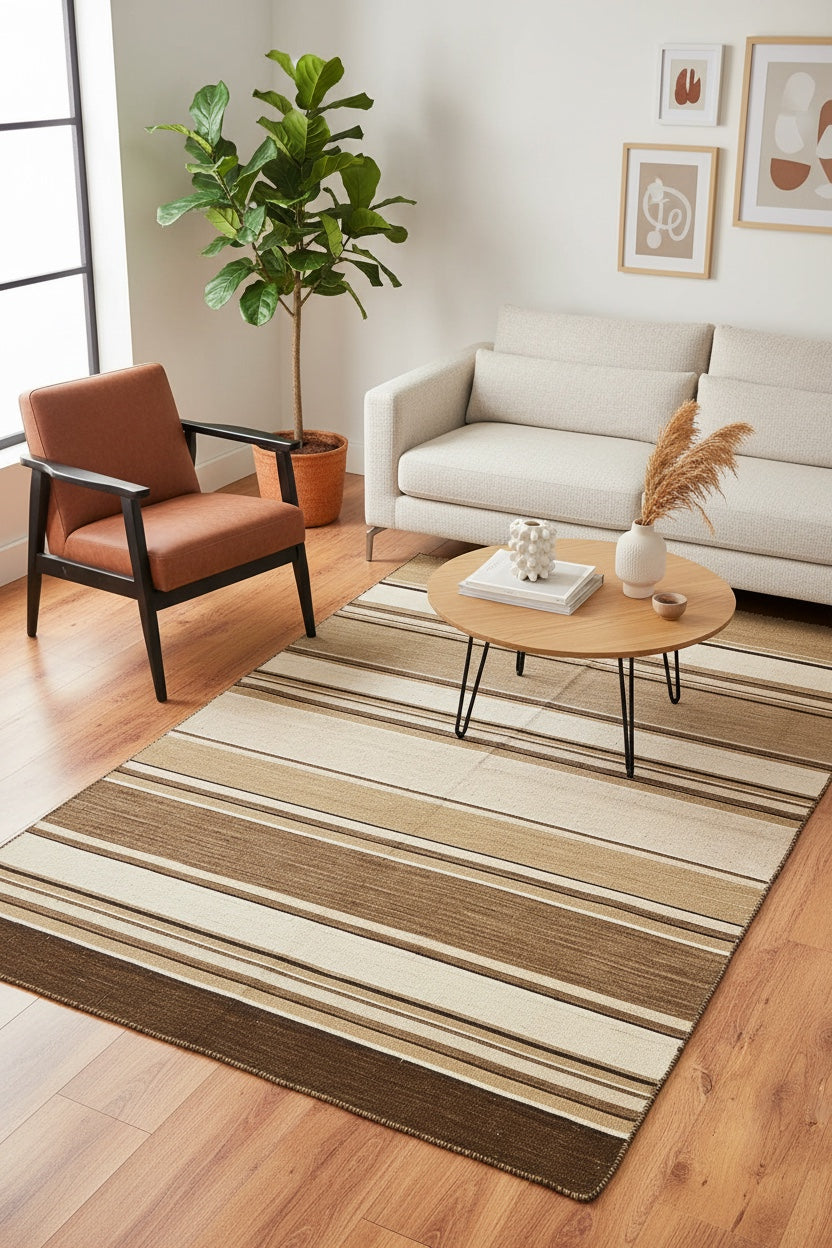 Stripe Cizgili Handwoven Kilim – 120X180 by Camel Carpet