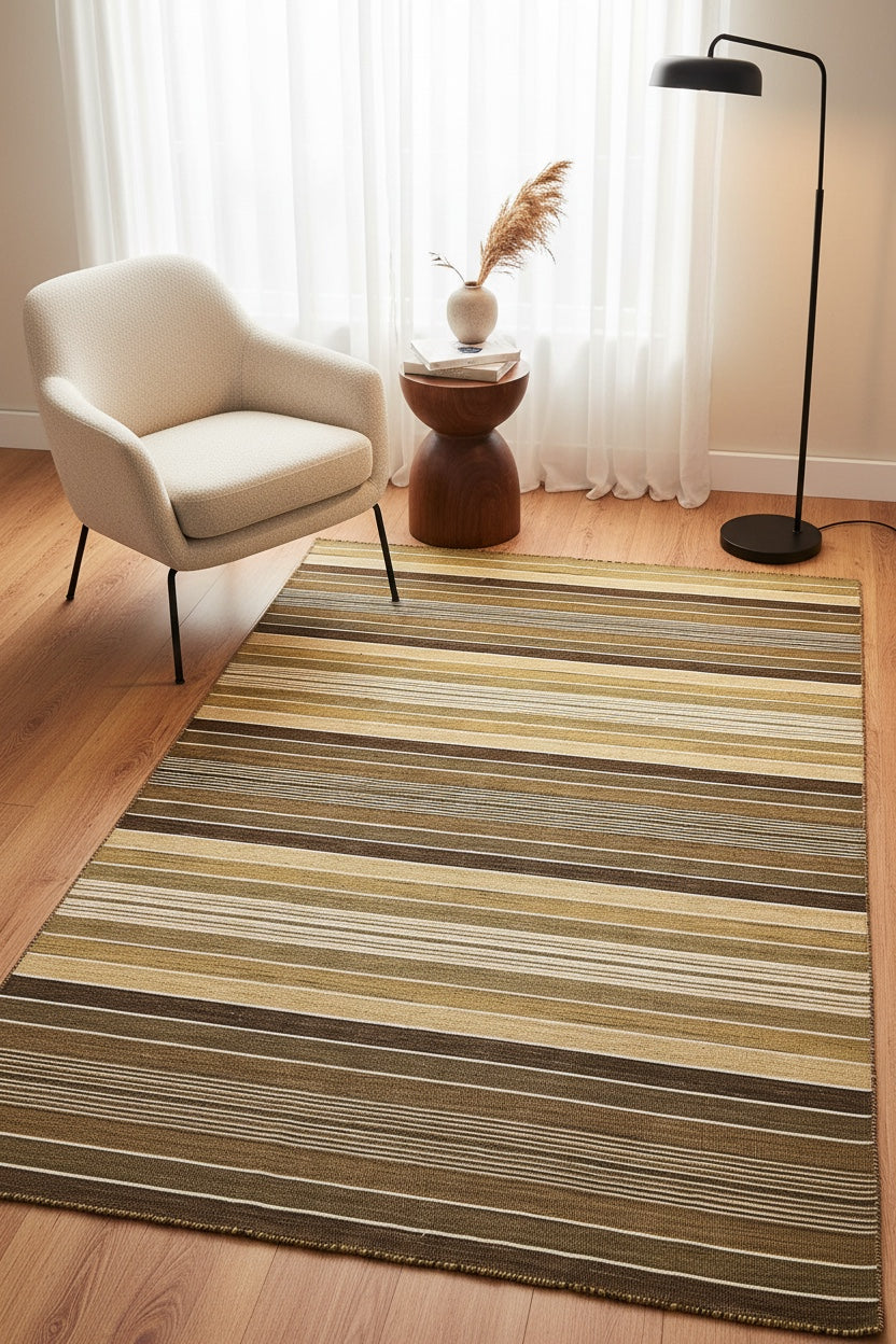 Stripe Cizgili Handwoven Kilim – 120X180 by Camel Carpet