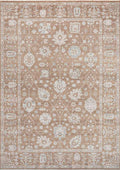 SYMRNA-5202 handcrafted wool rug in taupe, ivory, pale blue, beige with dense floral garden styling