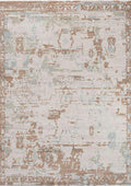 SYMRNA-5203 handcrafted wool rug in ivory, taupe, pale blue with neutral abstract styling