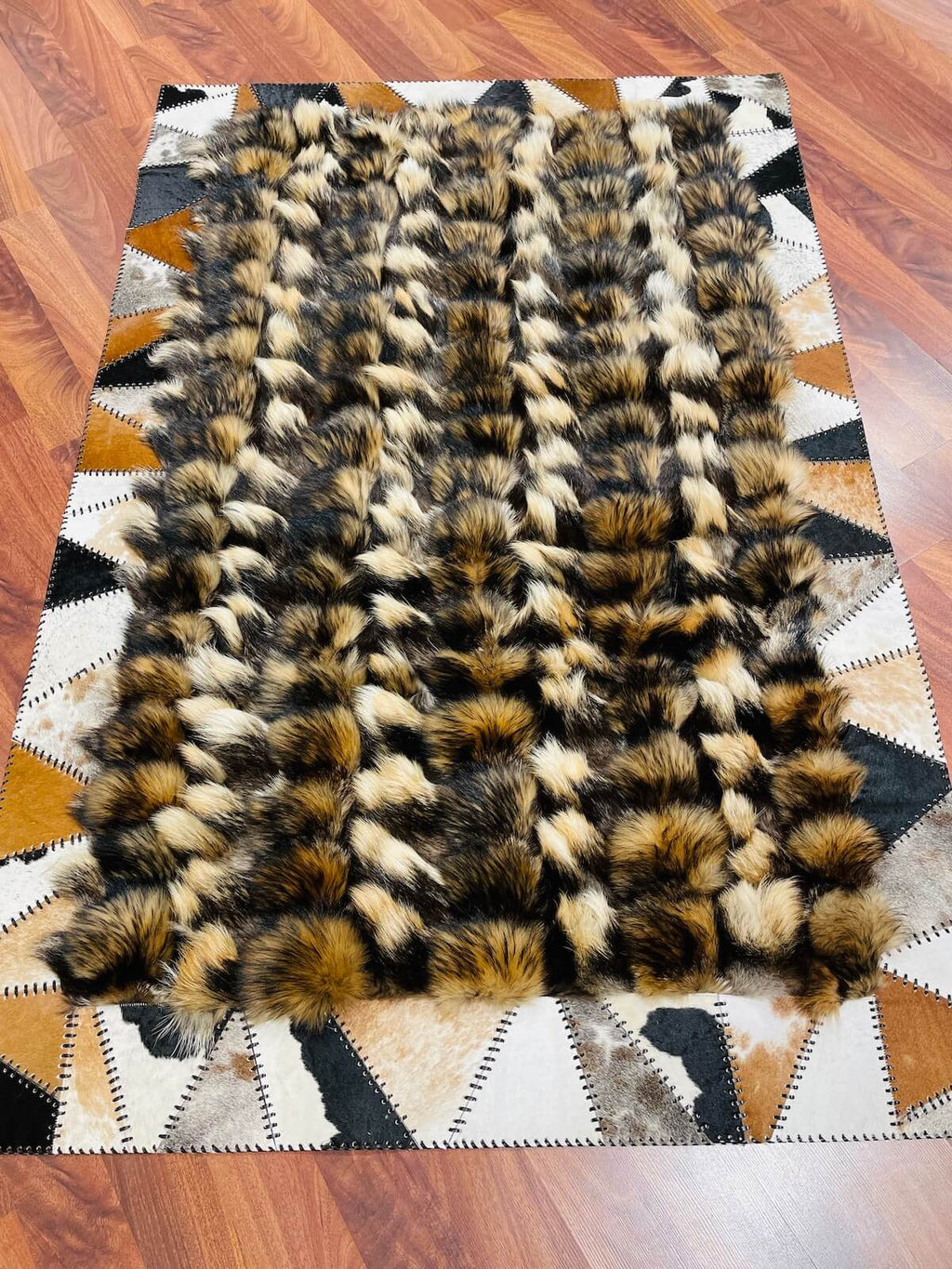Rakun Original Leather Rug – 120X180 by Camel Carpet
