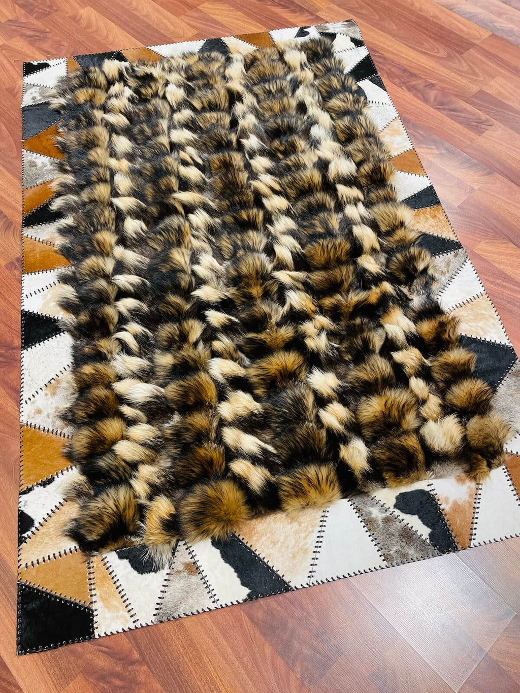 Rakun Original Leather Rug – 120X180 by Camel Carpet
