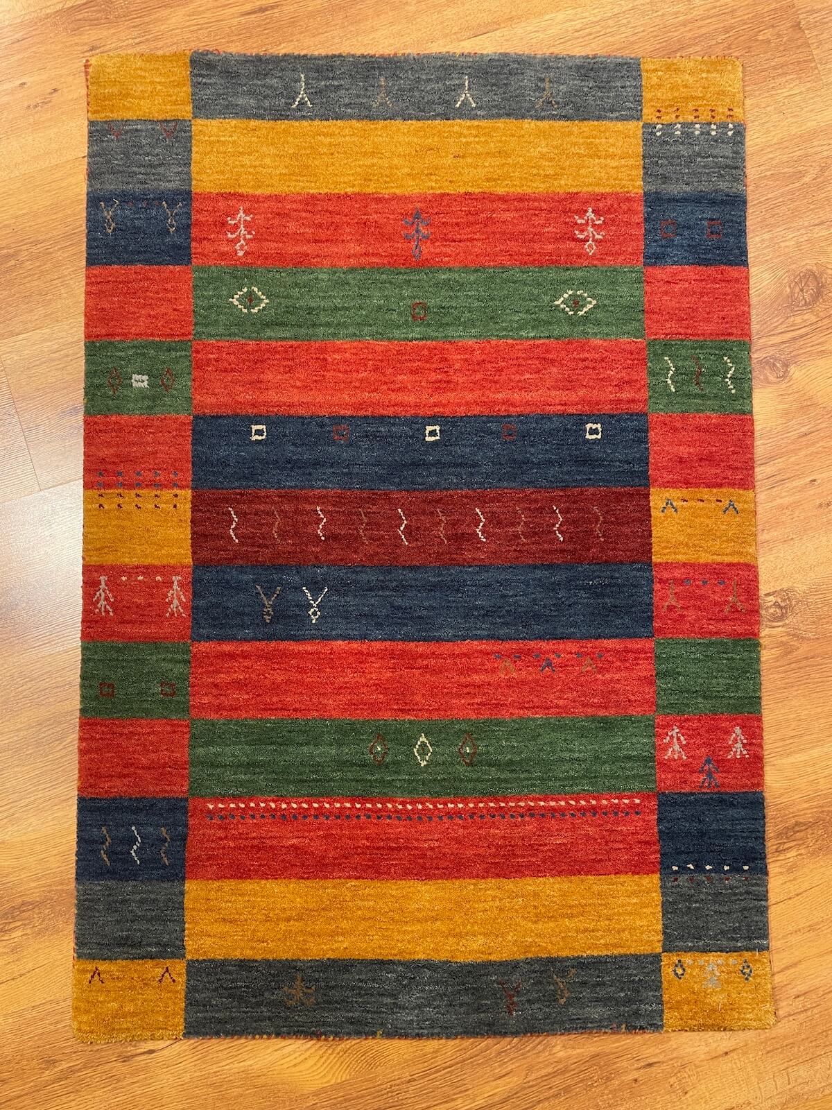 Tribal Handwoven Rengarenk Wool Rug by Camel Carpet