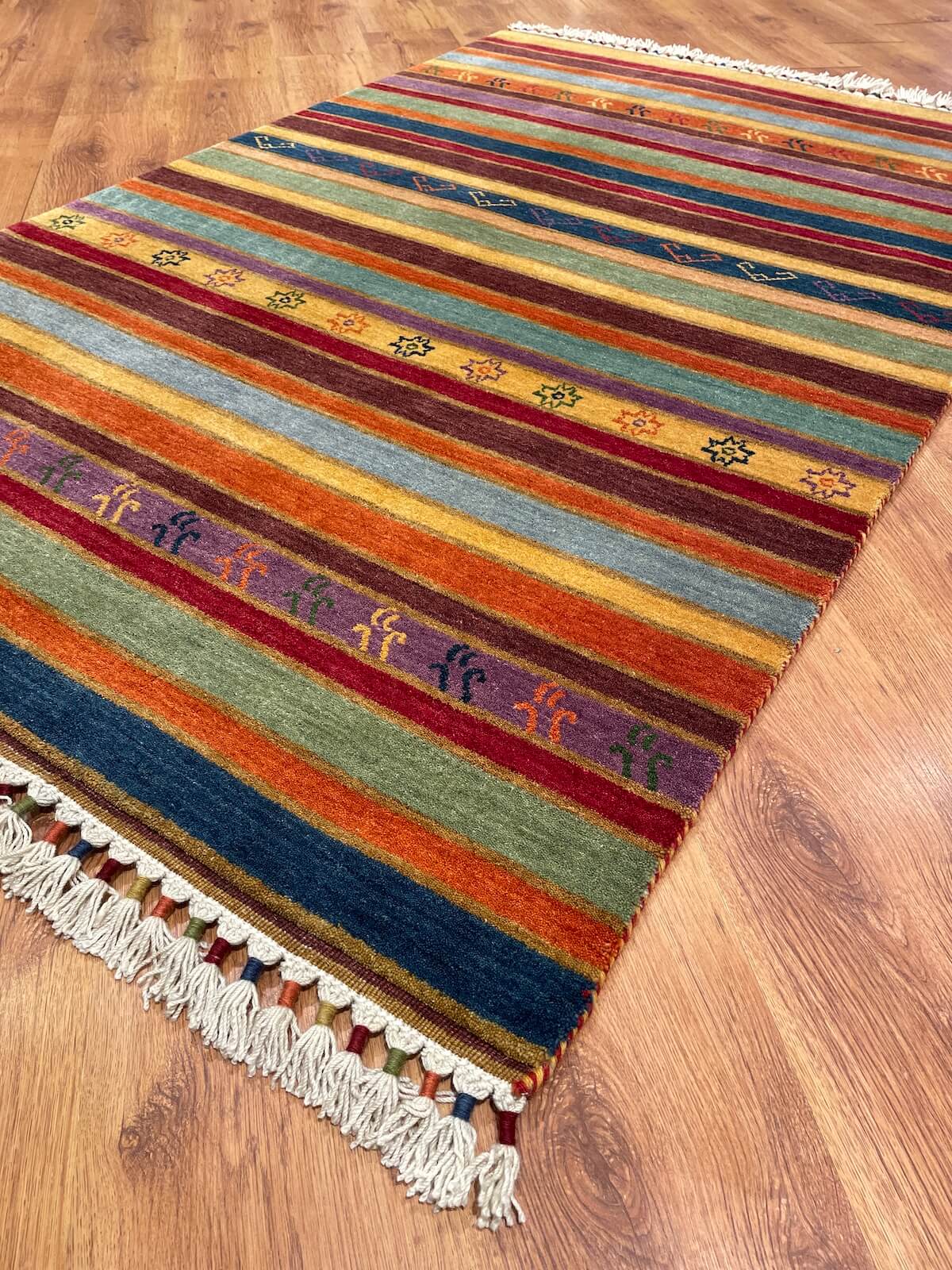 Tribal Handwoven Rengarenk Wool Rug – 120X182 by Camel Carpet