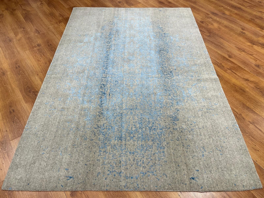 Lori Handwoven Gray Blue Wool Rug by Camel Carpet
