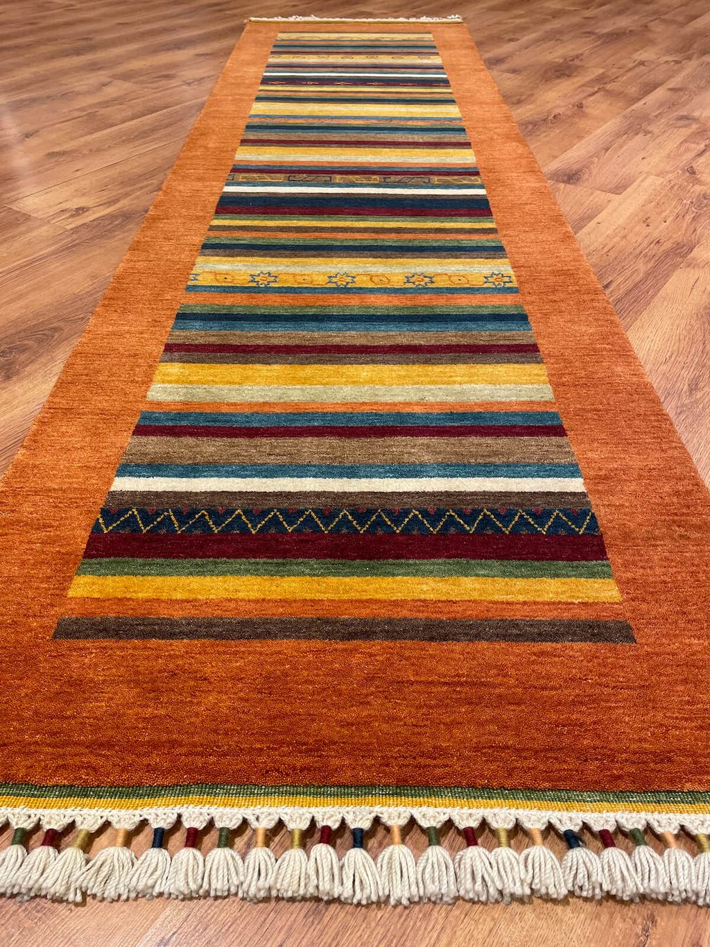 Tribal Handwoven Orange Wool Runner Rug – 80X280 by Camel Carpet