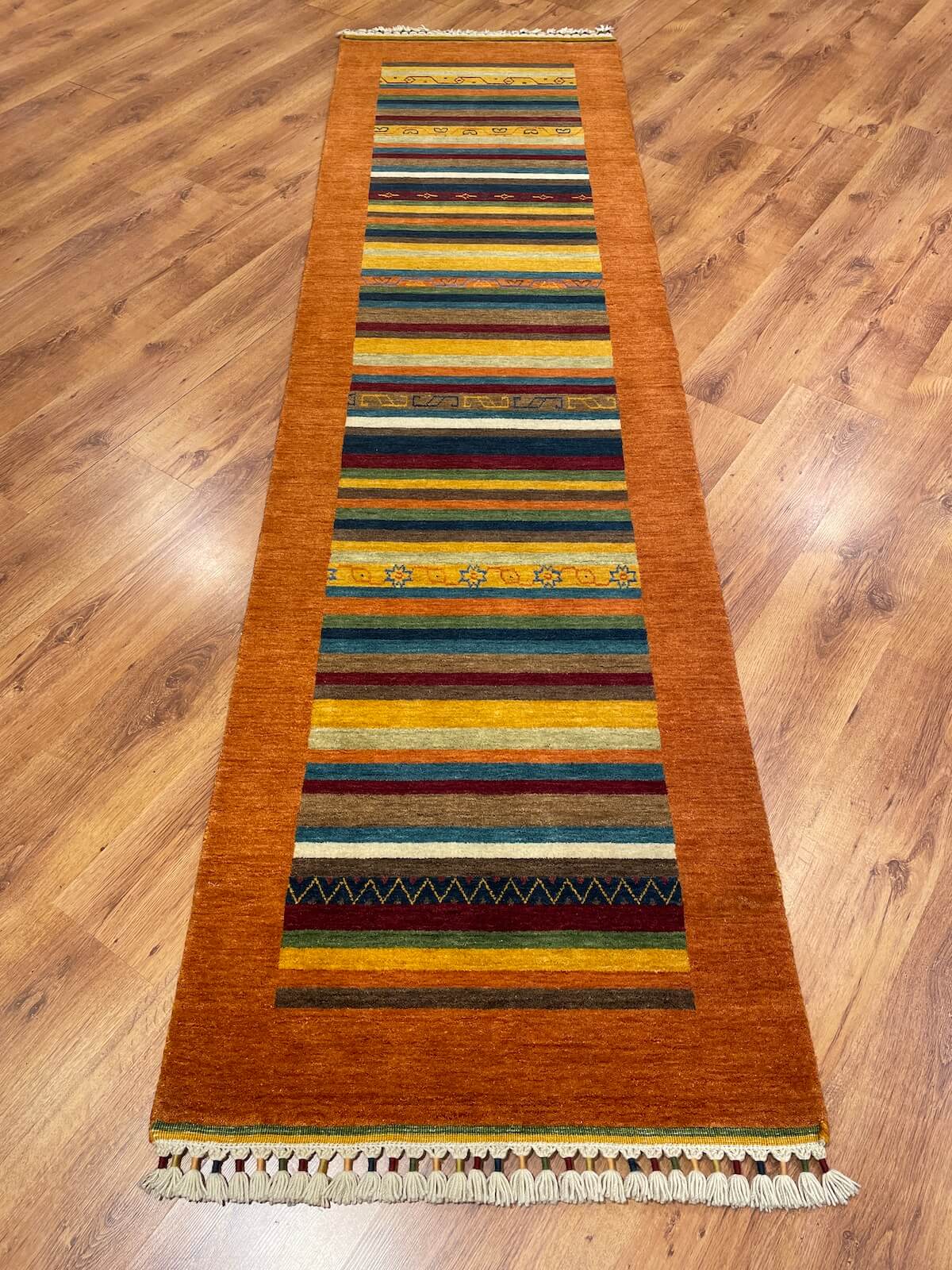 Tribal Handwoven Orange Wool Runner Rug – 80X280 by Camel Carpet