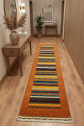 Tribal Handwoven Orange Wool Runner Rug – 80X280 by Camel Carpet