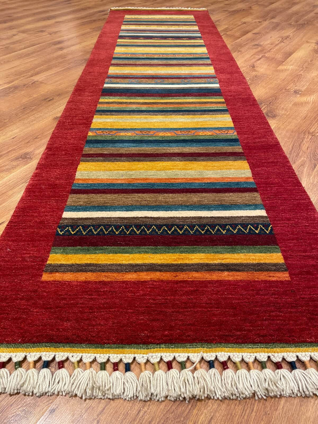 Tribal Handwoven Red Wool Runner Rug – 80X280 by Camel Carpet