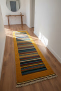 Tribal Handwoven Yellow Wool Runner Rug – 85X281 by Camel Carpet