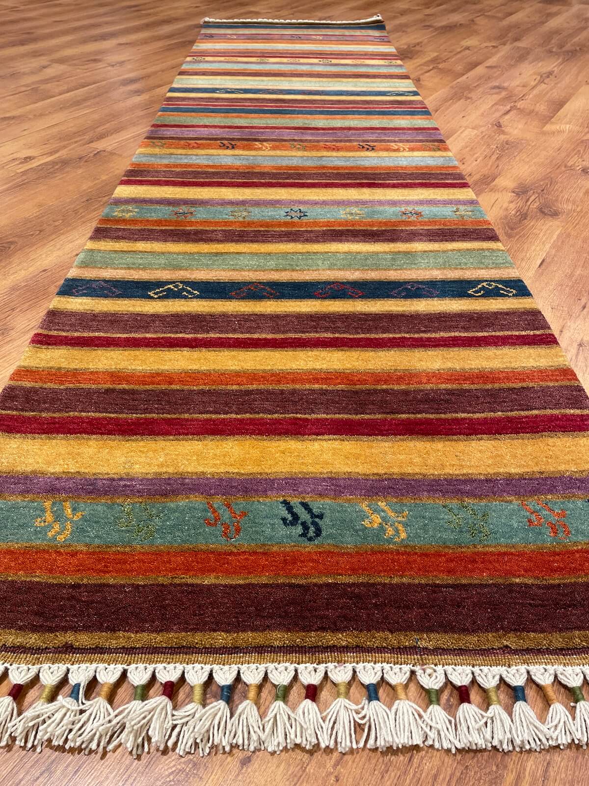 Tribal Handwoven Rengarenk Wool Runner Rug – 80X281 by Camel Carpet