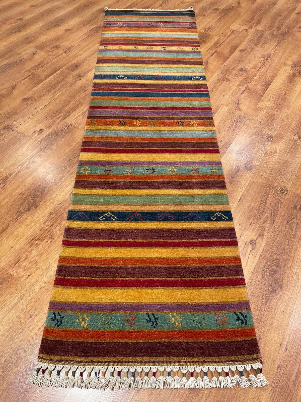 Tribal Handwoven Rengarenk Wool Runner Rug – 80X281 by Camel Carpet